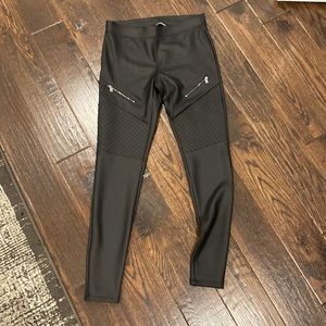 Express Black leggings Witt front detail & zippers.  Size small.  NWT